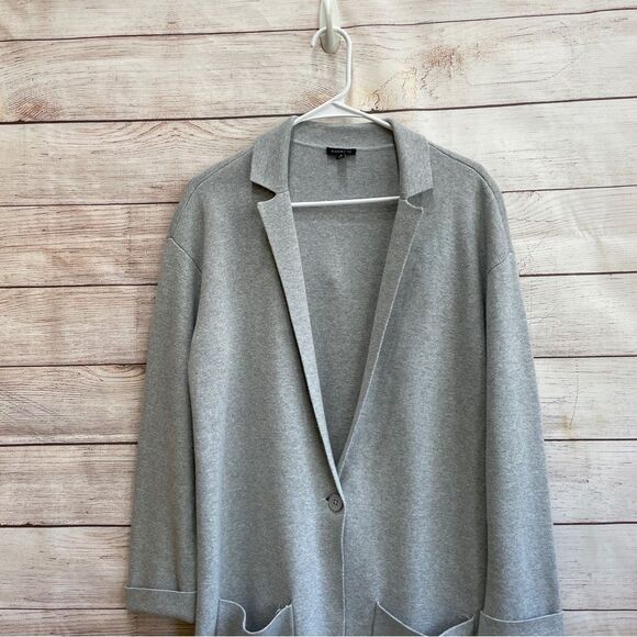 TALBOTS LONG LINE COTTON SWEATER IN GRAY - Picture 2 of 8